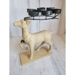 St Nicholas square reindeer antler tea light candle holder Xmas home decor